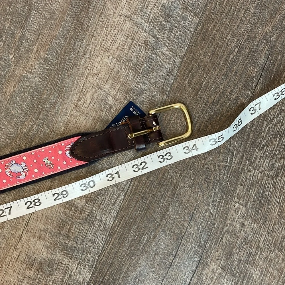 Vineyard Vines Pink Leather Tip Underwater Crab Belt size 30